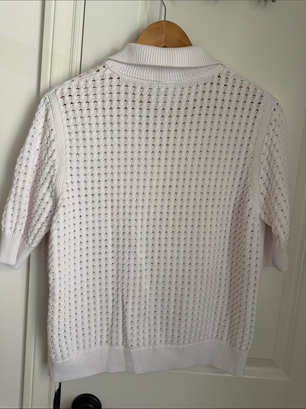 VARLEY Ellie Knit White Cotton Crochet Shirt Cardigan Size Small S Oversized - Picture 7 of 11
